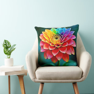 Coussin Art de rêve pétale arc-en-ciel dynamique