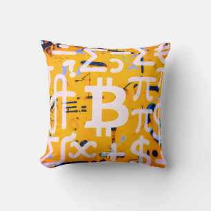 Coussin Art de rue Bitcoin (peinture orange n° 4)