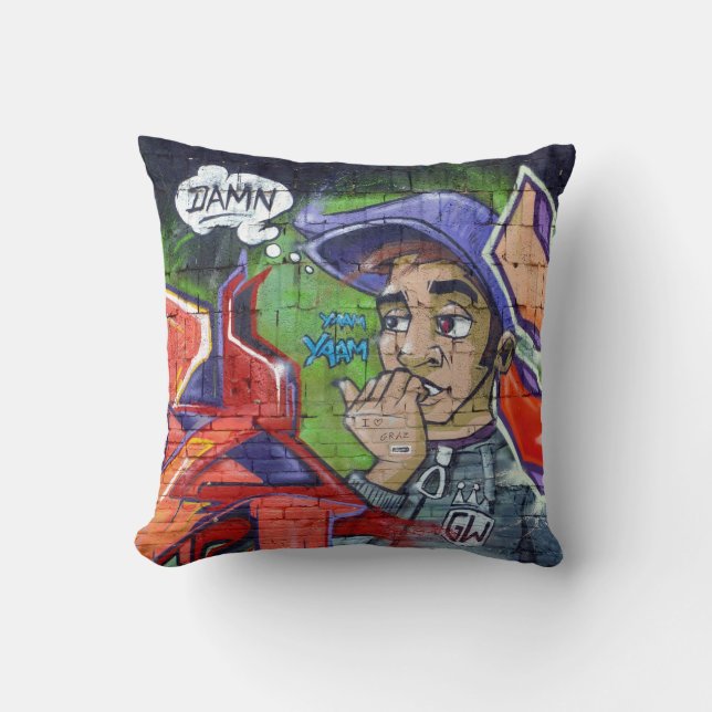 Coussin Art de rue graffiti coloré (Recto)
