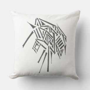 Coussin Art de tatouage tribal abstrait noir et blanc colé