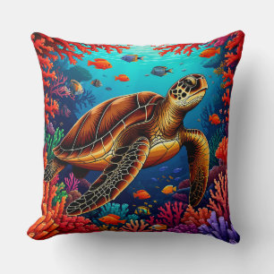 Coussin 🐢 Art de Tortue de Mer pour Décoration de Maison