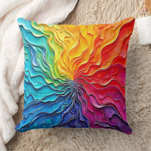 Coussin Art de tourbillon de arc-en-ciel texturé