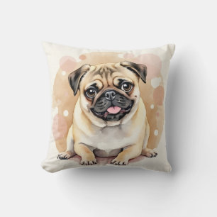 Coussin Art de tourbillon de bulle d'aquarelle de Pug