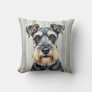 Coussin Art de trait de pinceau aquarelle Schnauzer