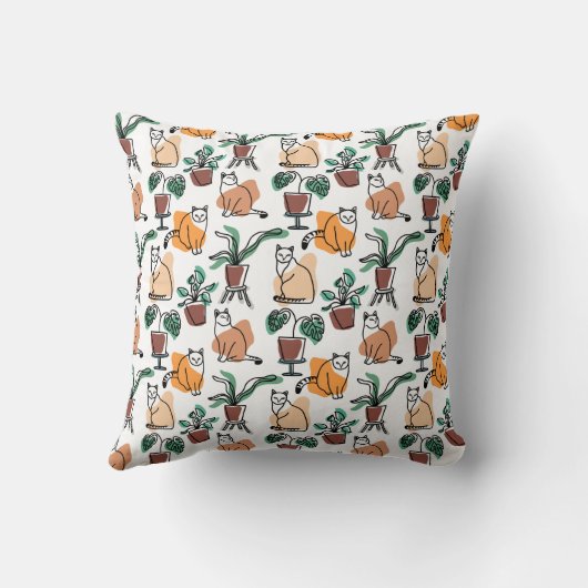 Coussin Art de trait dessin chats et fleurs (Verso)