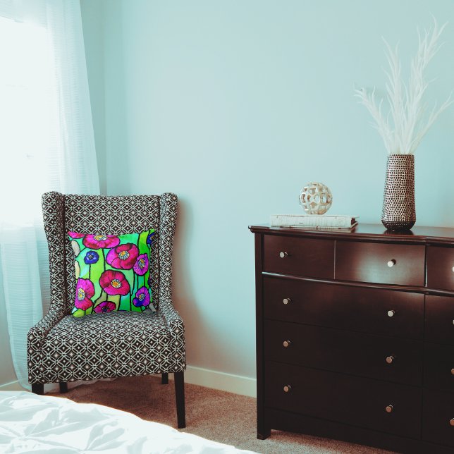 Coussin Art de verre aux anémones (Créateur téléchargé)