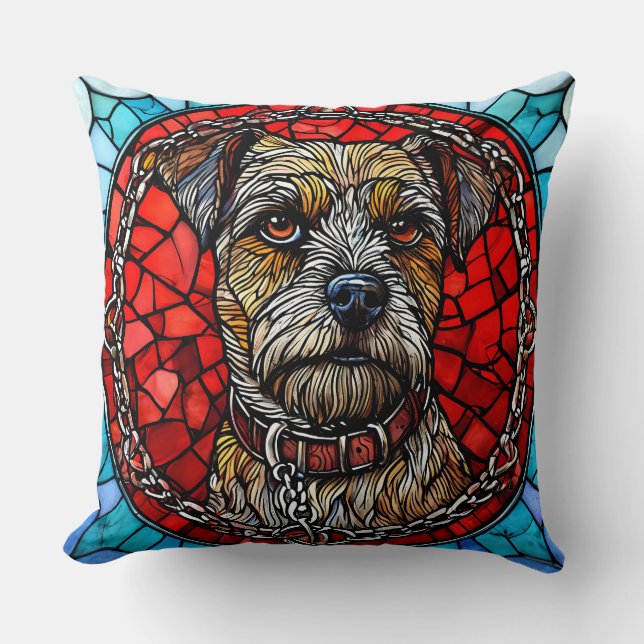 Coussin Art de vitrail de chien (Recto)