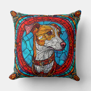 Coussin Art de vitrail de chien
