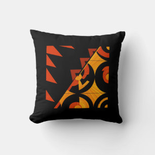 Coussin art déco abstrait brun, tan et noir