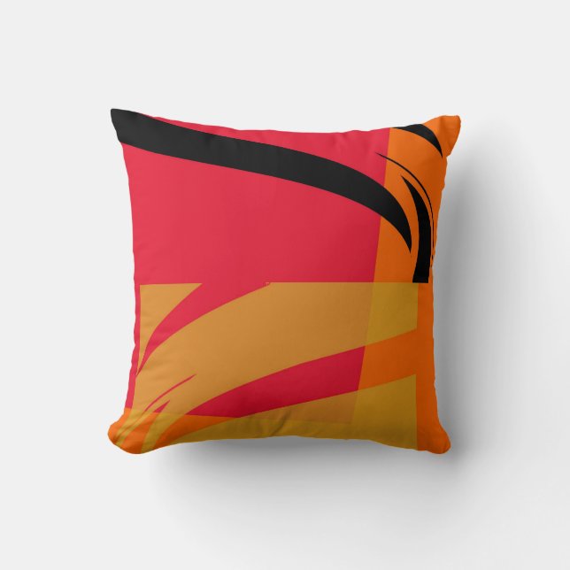 Coussin Art Déco Abstrait jaune orange rose (Recto)
