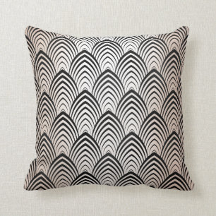 Coussin Art Déco Black Tropical Ivory Cream échelles métal