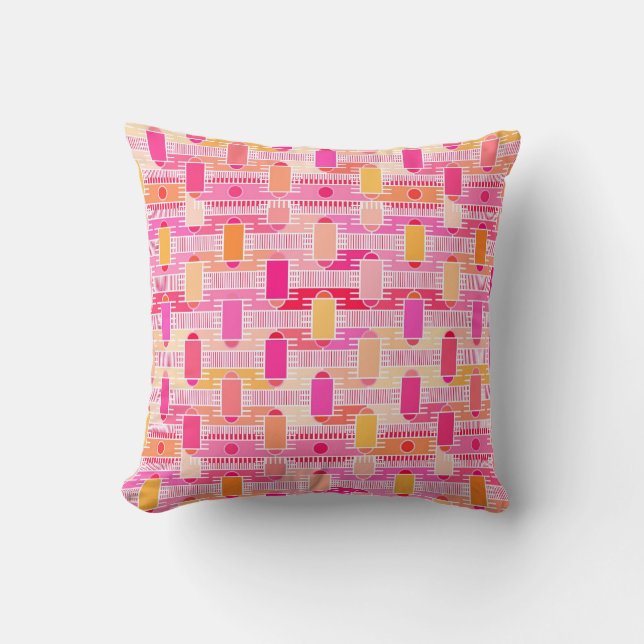 Coussin Art Déco chic industriel - rose, pêche, or (Recto)