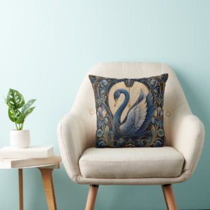 COUSSIN ART DÉCO CYGNE BLEU ACCENT DÉCORATIF VINTAGE