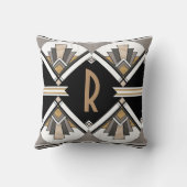Coussin Art Déco Delight Motif Personnalisé Initial (Verso)