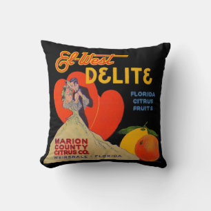 Coussin Art déco des années 1930 El-West Delite Florida Ci