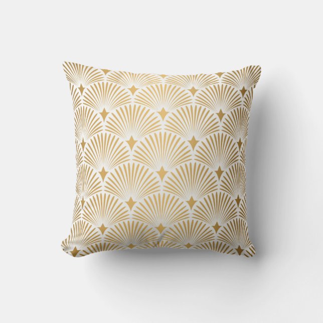 Coussin Art Déco : Elégance Gold-White. (Recto)