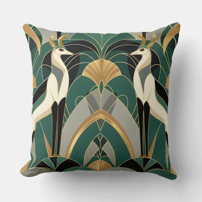 Coussin Art Déco Gazelle Elégance (Recto)