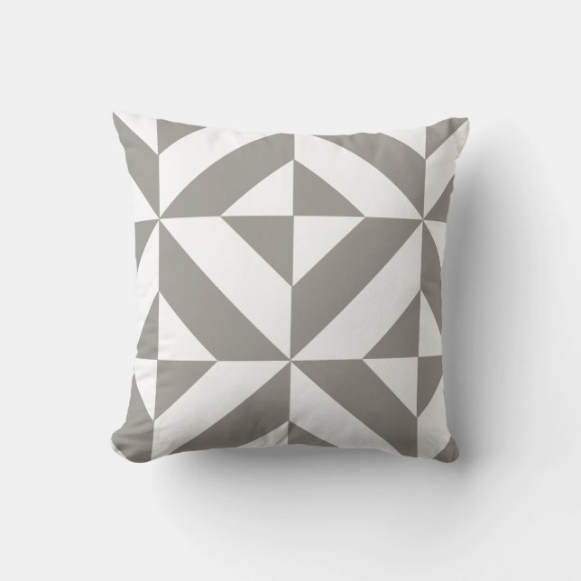 Coussin Art Déco Géométrique Gris Argent (Recto)
