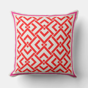 Coussin Art déco, imprimé rouge aux couleurs vives