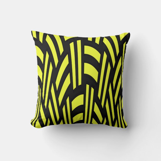 Coussin Art Déco jaune et noir (Recto)