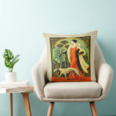 Coussin Art Deco Lady with Dog (Chaise)