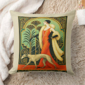 Coussin Art Deco Lady with Dog (Couverture)