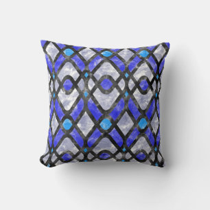 Coussin Art Déco moderne en batik violet et noir