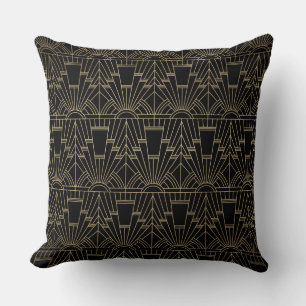 Coussin Art Déco Noir Or