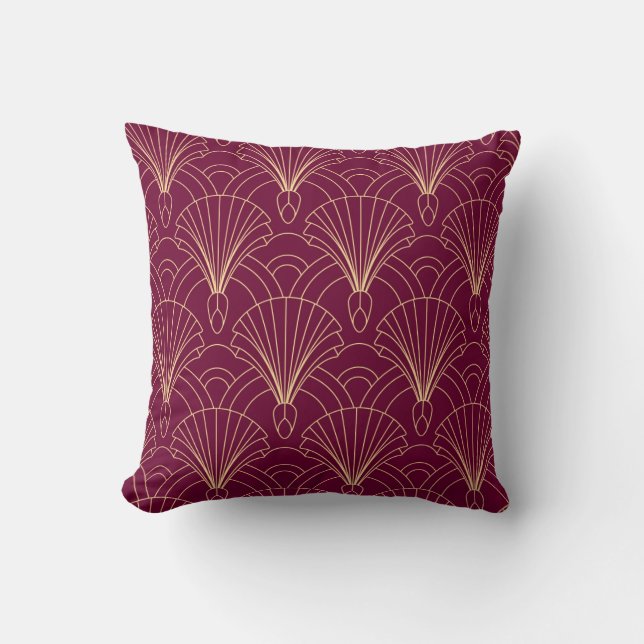Coussin Art Deco pattern with gold geometric fan motifs  (Recto)