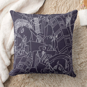 Coussin Art Déco Romain SPQR Violet Foncé Esthétique Art