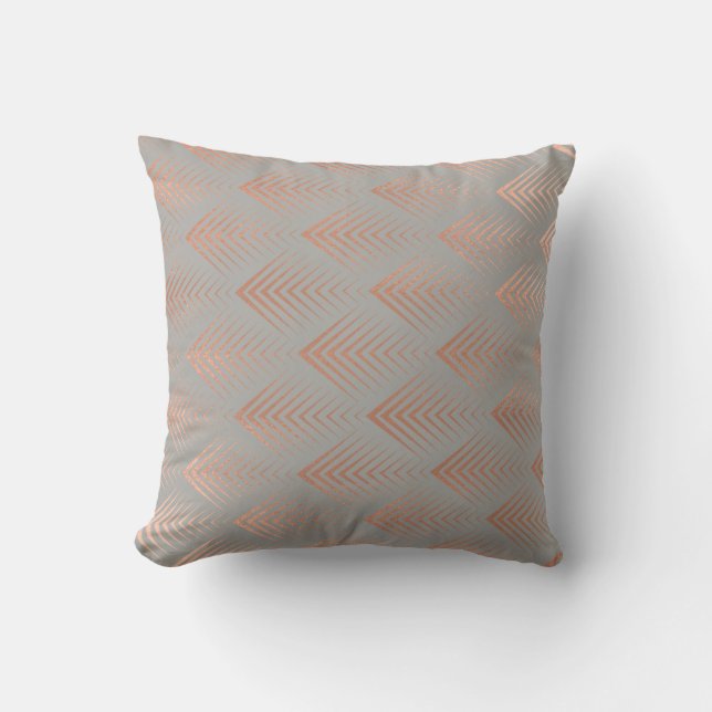 Coussin Art Déco Rose Dieu Copper Grey Flèches géométrique (Recto)