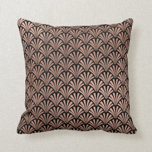 Coussin Art Déco Rose Dieu Cuivre Coquillages Noirs Scales