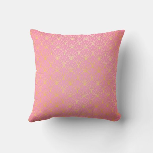 Coussin Art déco rose et or Monogramme Accent initial (Verso)