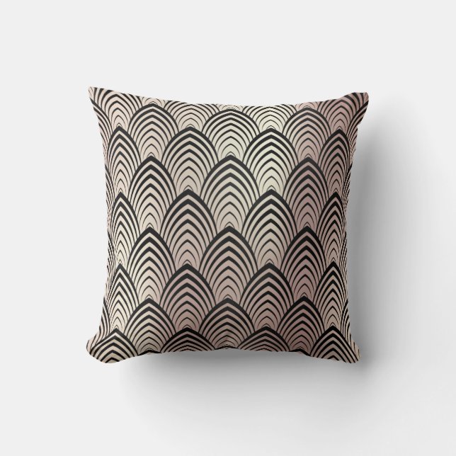 Coussin Art Déco Rose Gold Black Gold Scales Classic (Recto)