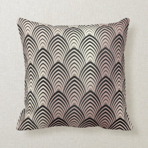 Coussin Art Déco Rose Gold Black Gold Scales Classic