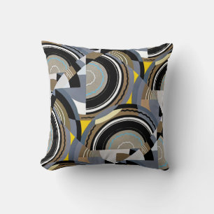 Coussin Art Déco vintage pochoir jazz formes géométriques