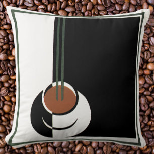 Coussin Art Déco vintage, Tasse de café avec vapeur