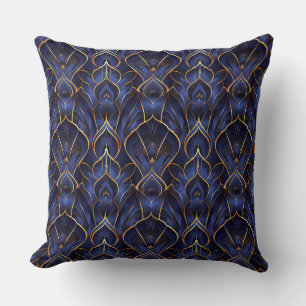 Coussin Art Déco Whimsical Vintage Bleu Floral