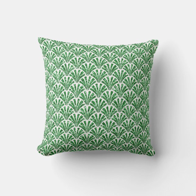 Coussin Art Déco WhiteGreen Tropical Seashells Scales (Recto)