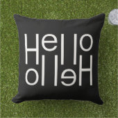 Coussin Art des mots de bienvenue Hello blanc moderne sur (Herbe)