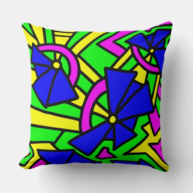 Coussin Art doodle de fleurs bleues (Recto)