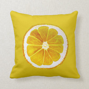 Coussin Art d'original de citron de jaune d'agrume d'art