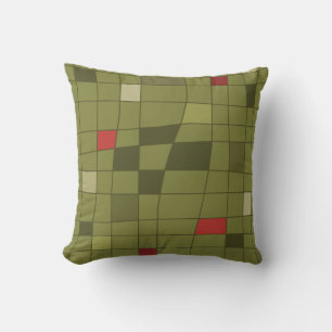 Coussin Art du Moyen-siècle rétro Vert olive déformé