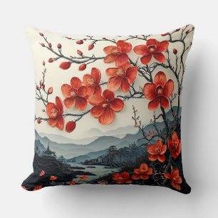 Coussin art du papier d'arbre de sakura