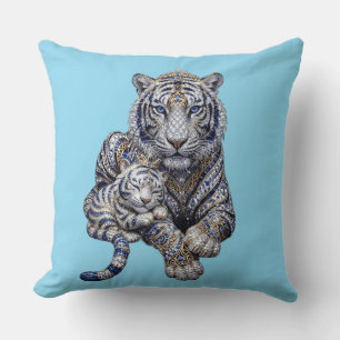 Coussin Art du Tigre Blanc Royal Majestueux Bijou