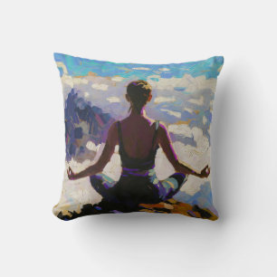Coussin Art du Yoga : Beauté Équilibrée (Peinture à l'Huil