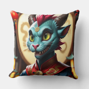 Coussin Art du zodiaque chinois année du dragon KittenPunk