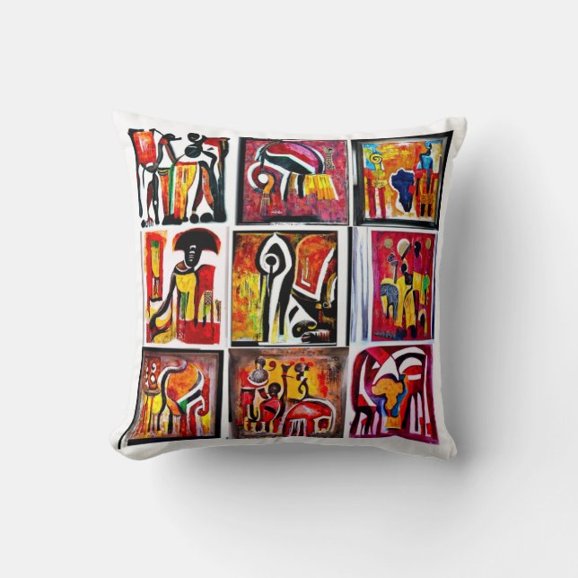 Coussin Art ethnique africain peinture Abstraite (Recto)