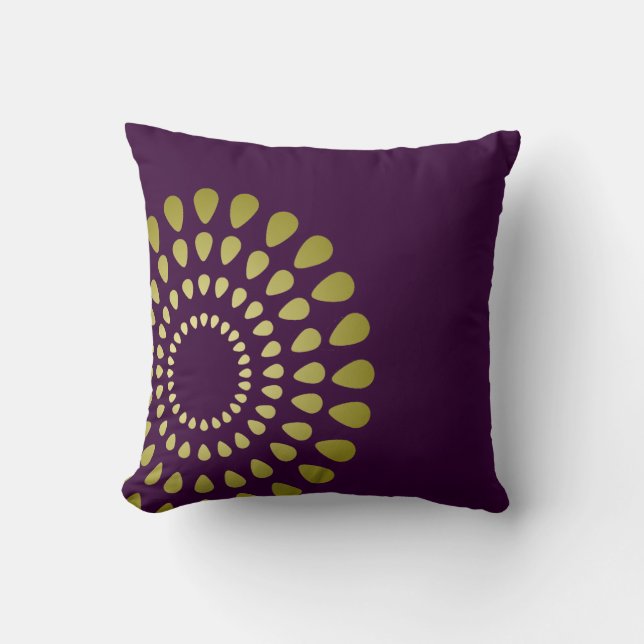 Coussin Art floral abstrait vert olive or (Recto)