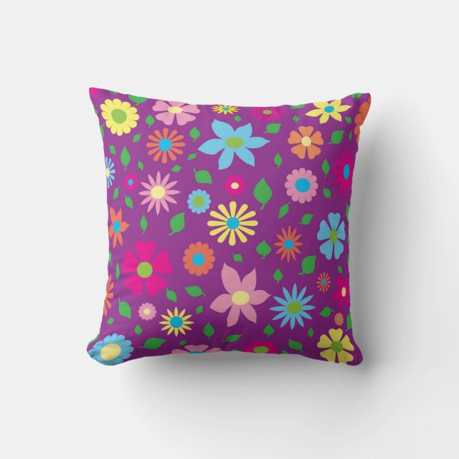 Coussin Art floral coloré (Recto)